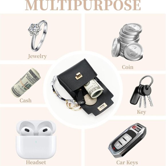 Mini Backpack Keychain for Women,Small Change Pouch Coin Purse Twist-lock with K - Picture 4 of 5